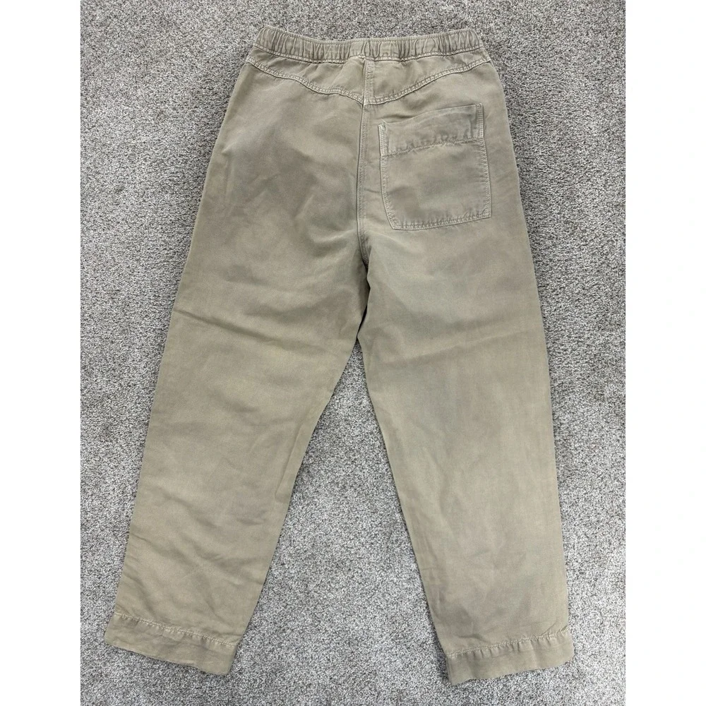 Zara Wide Leg Linen Cotton High Rise‎ Chino Women's Small Neutral Khaki Minimal